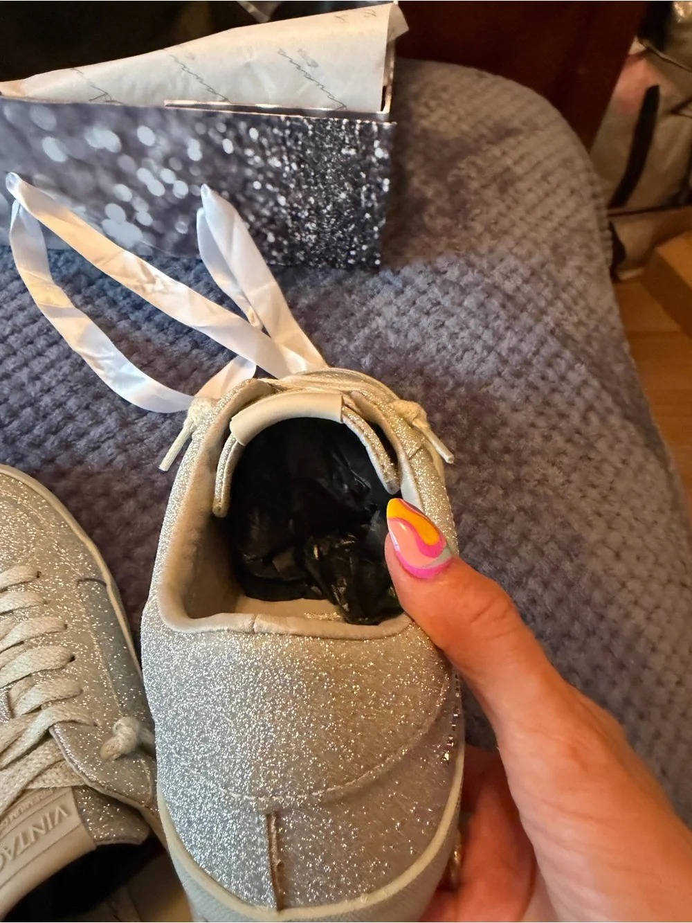 Vintage Havana Silver Glitter Star Sneakers NWOT w/ Box